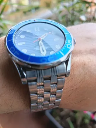 Orologio da polso blu e argento al quarzo