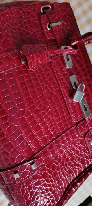 Bolso estilo Birkin rojo