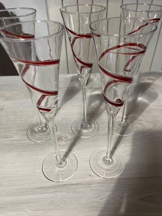 Set 5 Flûtes Vintage Decorazione Rossa