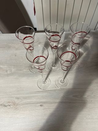 Set 5 Flûtes Vintage Decorazione Rossa