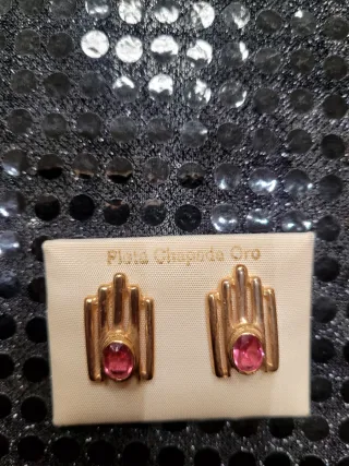 Lote pendientes plata chapada oro y rosa