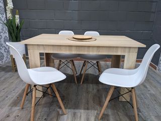 Mueble Mesa comedor nórdica con 4 sillas