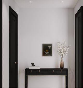 Tela nera astratta con farfalle dorate