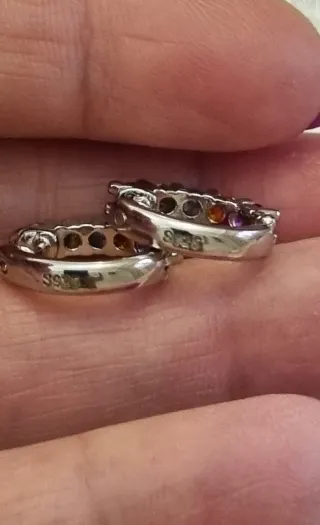 Pendientes Aro Plata 925 Circonitas Multicolor