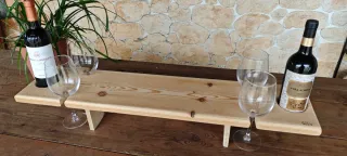 Tabla de madera para copas, botella y Pica Pica