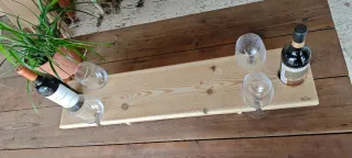 Tabla de madera para copas, botella y Pica Pica