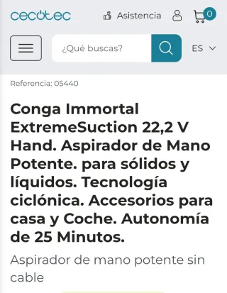 2 Aspiradoras Cecotec 22,2V Extreme Mano