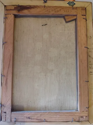 Cuadro flores rosas en jarrón dorado