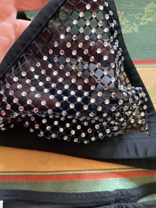 Completo intimo nero tulle strass S