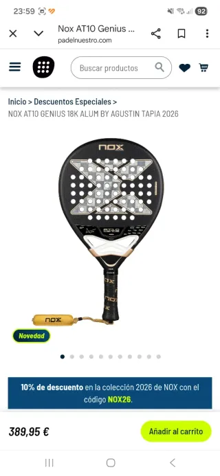 Pala de pádel Nox AT10 Genius 18K