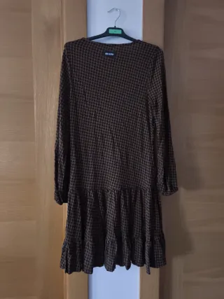 Vestido manga larga retro estampado