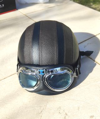 Casco Moto Retro Vintage Gafas Incluidas