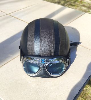 Casco Moto Retro Vintage Gafas Incluidas