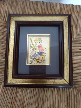 Quadro vintage dipinto su oro