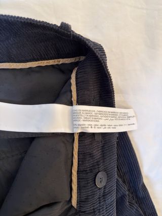 Pantalón Massimo Dutti Negro Corduroy Doble Pinza