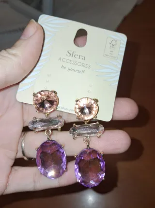 Pendientes Sfera fiesta morados y dorados