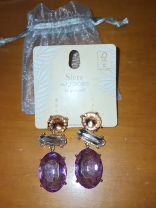 Pendientes Sfera fiesta morados y dorados