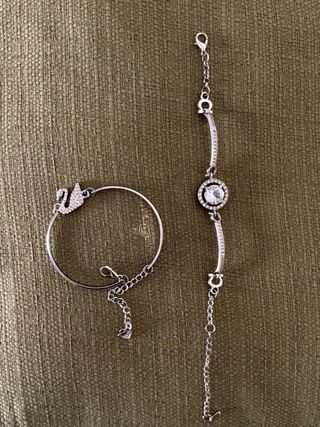 Pulsera plateada mujer elegante con cristales bril