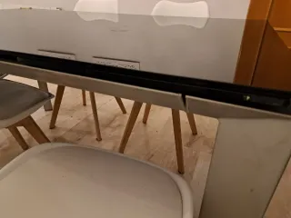 Mesa Comedor Cristal Negro Extensible