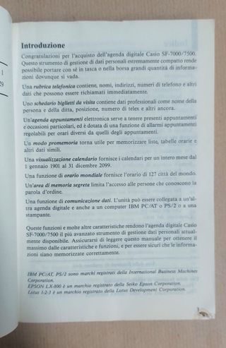Manuale Casio Digital Diary SF-7000 SF-7500 ITA/D