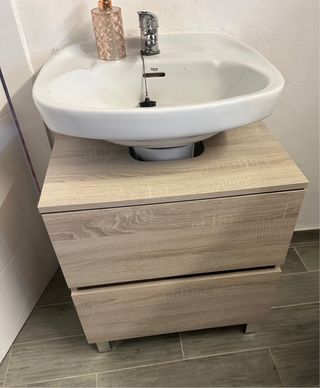 Conjunto Mueble Baño y Espejo Madera