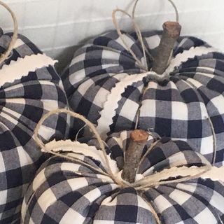 3 Calabazas de tela hechas a mano, de cuadros