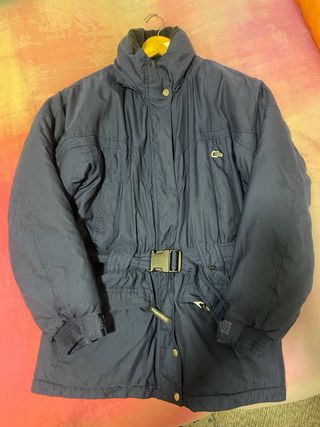 Abrigo de esquí azul marino mujer con cinturón