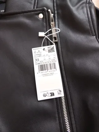 Cazadora Biker Efecto Piel Negra