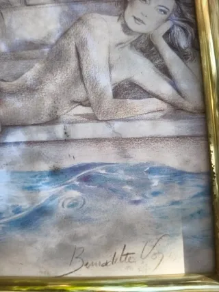 Cuadro Marco Dorado y Azul