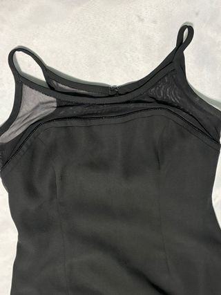 Vestido Fiesta Negro Talla M Detalle Tul y Pedrerí