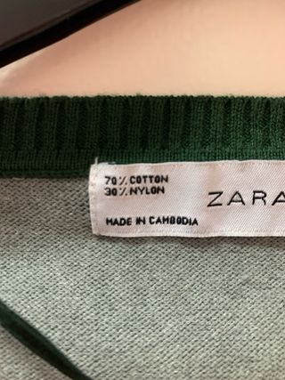 Jersey Zara Rayas Verde Gris Talla M
