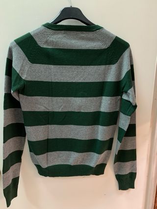 Jersey Zara Rayas Verde Gris Talla M