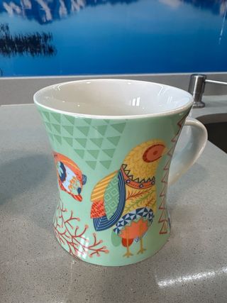 Juego 2 Tazas Cerámica Diseño Pájaro