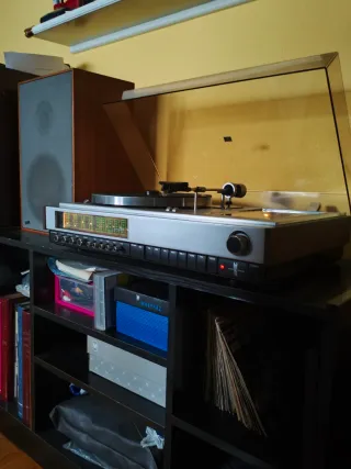 Tocadiscos Vintage Plata y Marrón