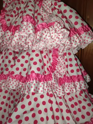 Traje de flamenca niña lunares rosa