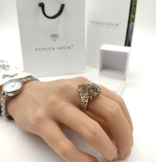 Anillo Plata Turmalinas Naturales Multicolor