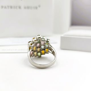 Anillo Plata Turmalinas Naturales Multicolor