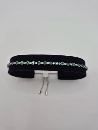 Pulsera de Cristal Verde y Plata