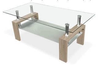Mesa de centro cristal y madera