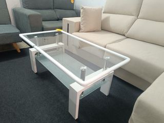 Mesa de centro cristal y madera