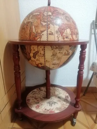 Mueble Bar Globo Terráqueo Madera Metal