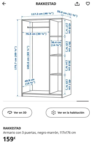 Armario RAKKESTAD Ikea 117x176 cm