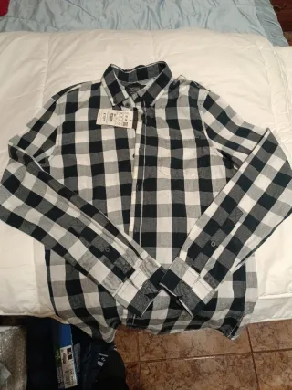 Camisa Pull&Bear cuadros blanco y negro a estrenar