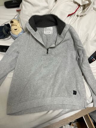 Sudadera niño gris media cremallera