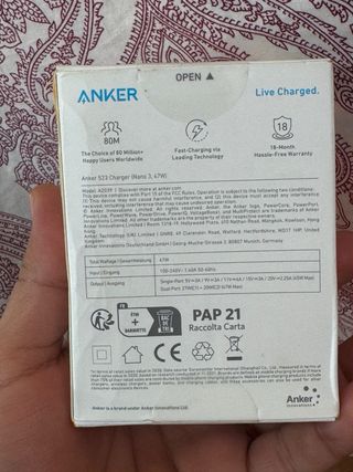 Cargador Anker 523 (Nano 3) 47W Cargador rápido