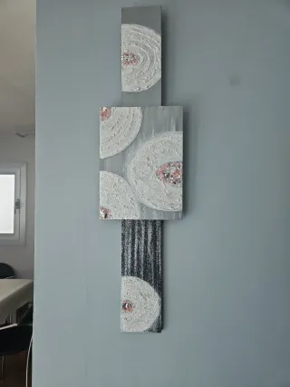 Cuadro decorativo madera gris y blanco