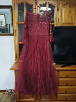 Vestido fiesta lentejuelas granate talla XL