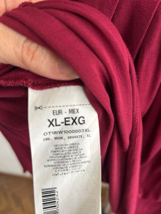 Camiseta manga larga granate mujer T. XL