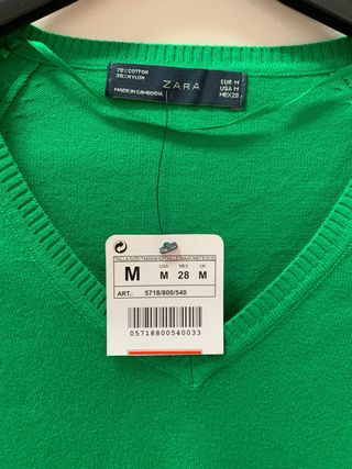 Jersey Zara Verde Talla M Algodón
