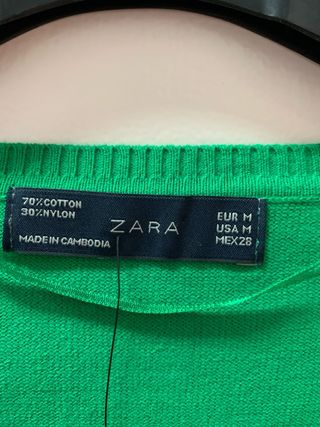 Jersey Zara Verde Talla M Algodón